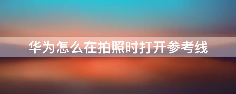 华为怎么在拍照时打开参考线 华为手机相机自拍参考线怎么设置