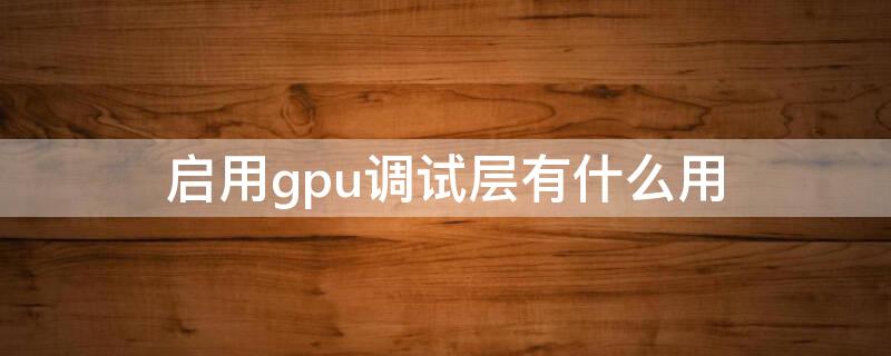 启用gpu调试层有什么用（启用GPU调试层是什么）