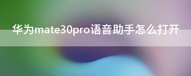 华为mate30pro语音助手怎么打开 mate30pro怎么用语音助手