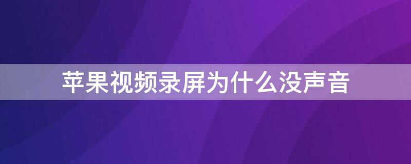 iPhone视频录屏为什么没声音 iphone视频的时候录屏没声音