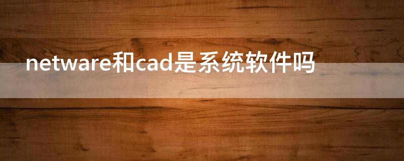 netware和cad是系统软件吗 安装cad之前需要的.net是什么软件