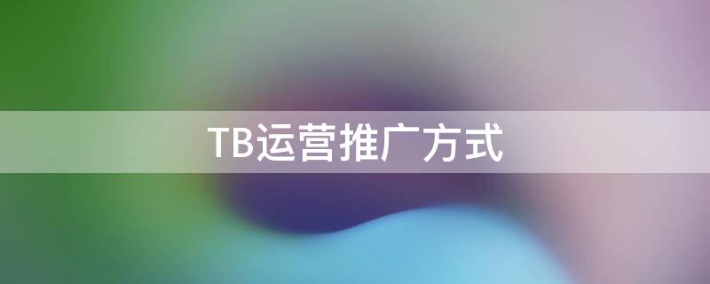 TB运营推广方式（tb电子商务推广）