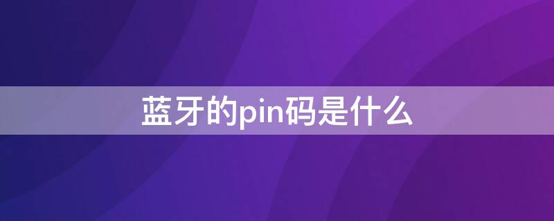 蓝牙的pin码是什么（蓝牙的pin码是什么东西）