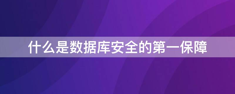 什么是数据库安全的第一保障 什么是数据库的安全保护