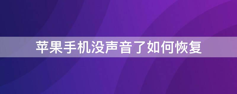 iPhone手机没声音了如何恢复 苹果手机如果没有声音了怎么办