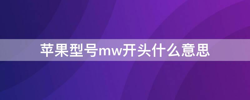 iPhone型号mw开头什么意思 苹果手机型号mW开头什么意思