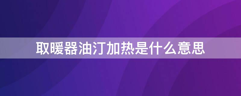 取暖器油汀加热是什么意思（油汀取暖器里是什么油）