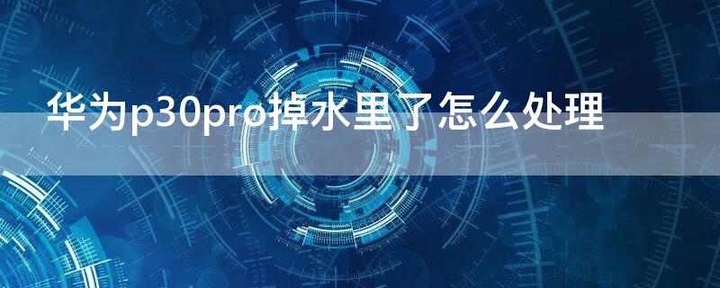 华为p30pro掉水里了怎么处理 华为p30pro进水了怎么办