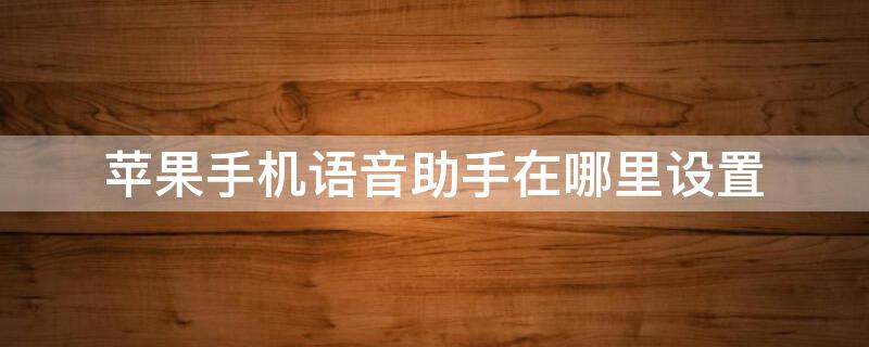 iPhone手机语音助手在哪里设置（iphone的语音助手在哪里设置）