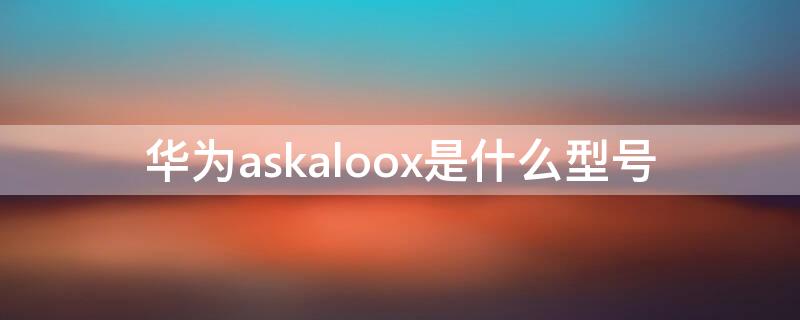 华为askaloox是什么型号 askal20华为是什么型号