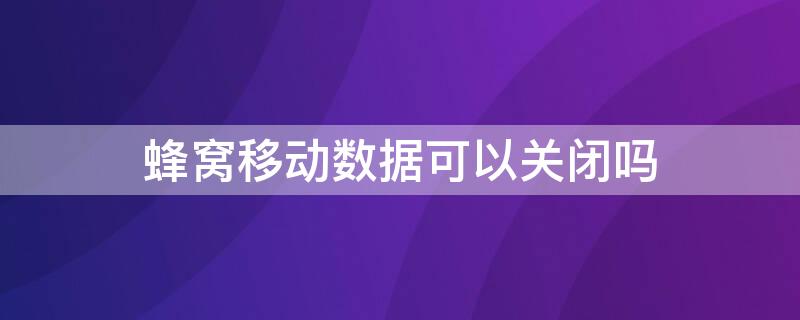 蜂窝移动数据可以关闭吗 蜂窝移动数据关闭与开启有何意义