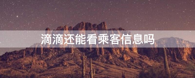 滴滴还能看乘客信息吗 滴滴司机看得到乘客信息吗