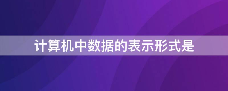 计算机中数据的表示形式是（计算机中数据的表示形式是二进制）