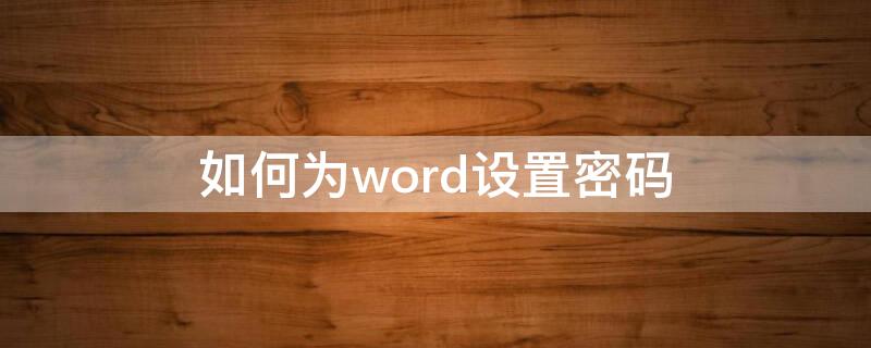 如何为word设置密码 word 如何设置密码