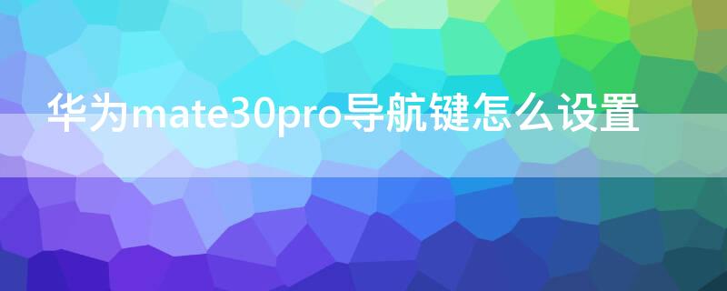 华为mate30pro导航键怎么设置（华为mate30pro的导航键哪里设置）