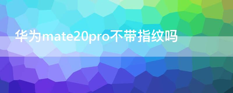 华为mate20pro不带指纹吗 华为mate20pro买带指纹的还是不带指纹的?