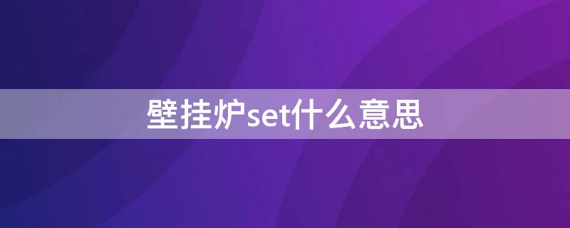 壁挂炉set什么意思（壁挂炉set是什么）