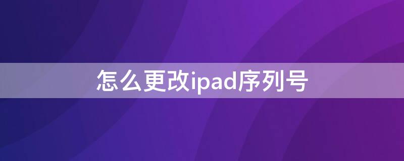 怎么更改ipad序列号（ipad序列号修改过）