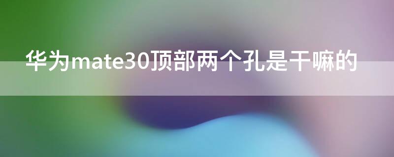 华为mate30顶部两个孔是干嘛的 华为mate30顶上的小孔是做什么的