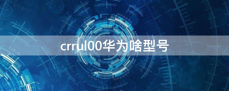 crrul00华为啥型号（华为crrul00参数）