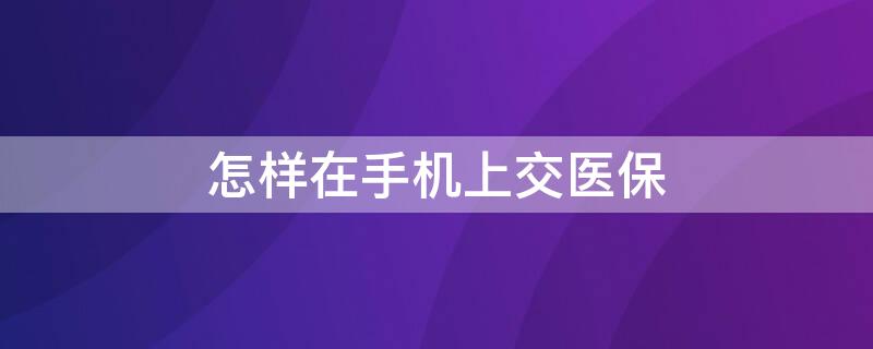 怎样在手机上交医保（怎样在手机上交医保卡里的钱）