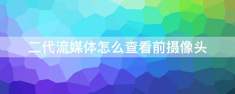 二代流媒体怎么查看前摄像头 二代流媒体支持手机查看吗