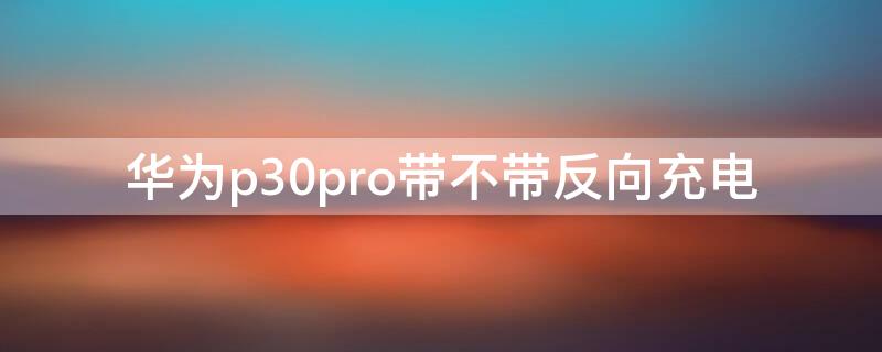 华为p30pro带不带反向充电（华为p30pro可不可以反向充电）