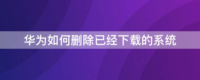 华为如何删除已经下载的系统