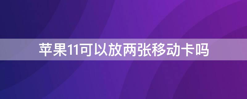 iPhone11可以放两张移动卡吗 iphone11可以使用两张移动卡吗