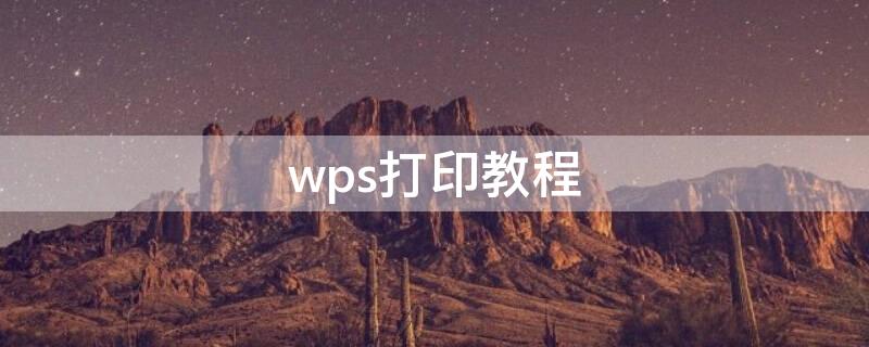 wps打印教程（wps打印操作步骤）