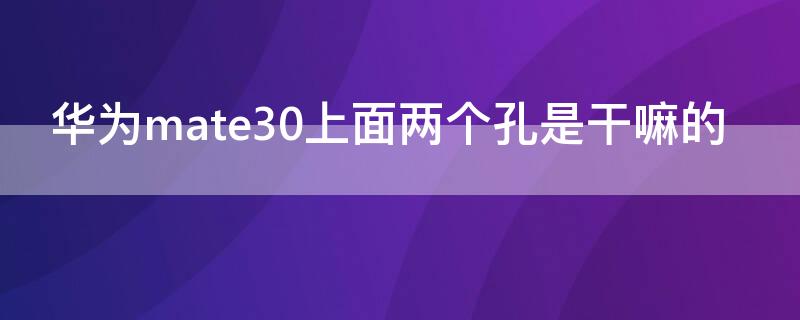 华为mate30上面两个孔是干嘛的 华为mate30pro上面的小孔是什么