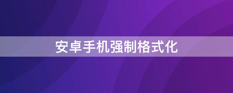 安卓手机强制格式化 安卓手机强制格式化方法