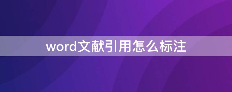 word文献引用怎么标注 word文献引用怎么标注中括号