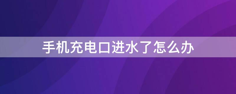 手机充电口进水了怎么办（vivo手机充电口进水了怎么办）