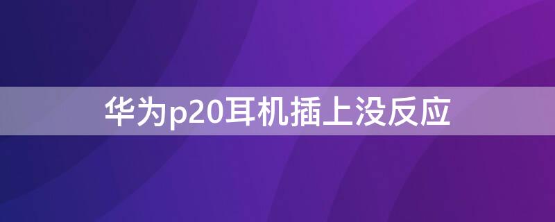 华为p20耳机插上没反应 华为耳机p20p插上没反应