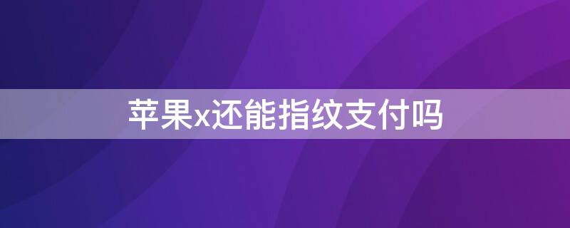 iPhonex还能指纹支付吗 iphonexs可以指纹支付吗