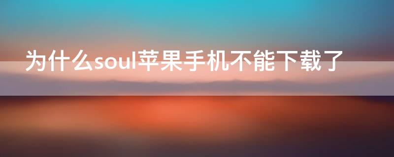 为什么souliPhone手机不能下载了（为什么soul下载了用不了了）