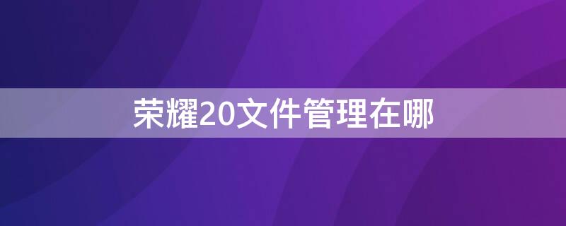 荣耀20文件管理在哪（荣耀20i的文件管理在哪里）