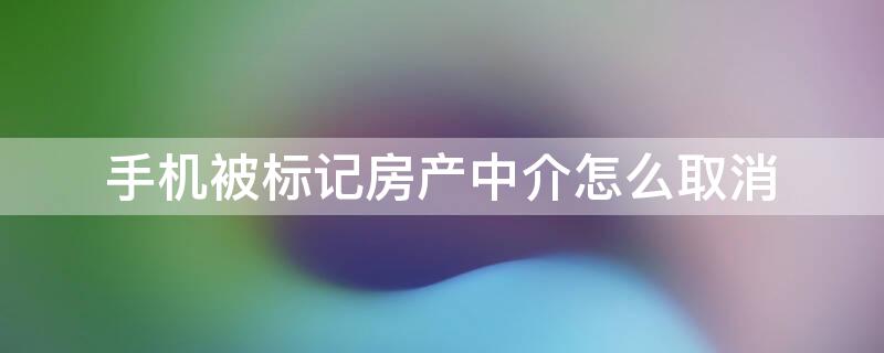 手机被标记房产中介怎么取消（移动手机被标记房产中介可以取消吗）