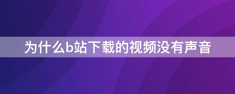 为什么b站下载的视频没有声音 为什么在b站下载的视频没有声音