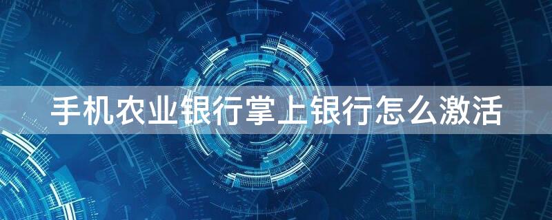 手机农业银行掌上银行怎么激活（农业银行掌上银行怎样激活）