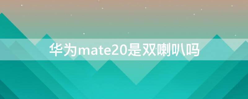 华为mate20是双喇叭吗（mate20 喇叭）