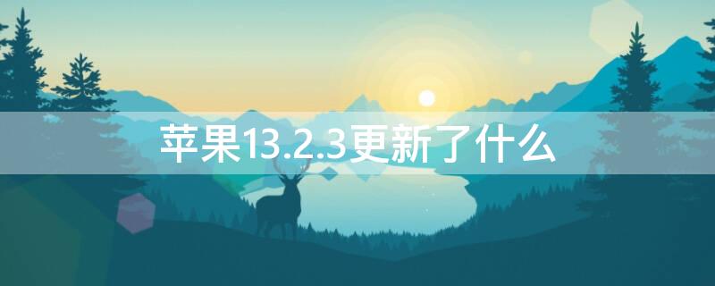 iPhone13.2.3更新了什么（iPhone13.2要更新）