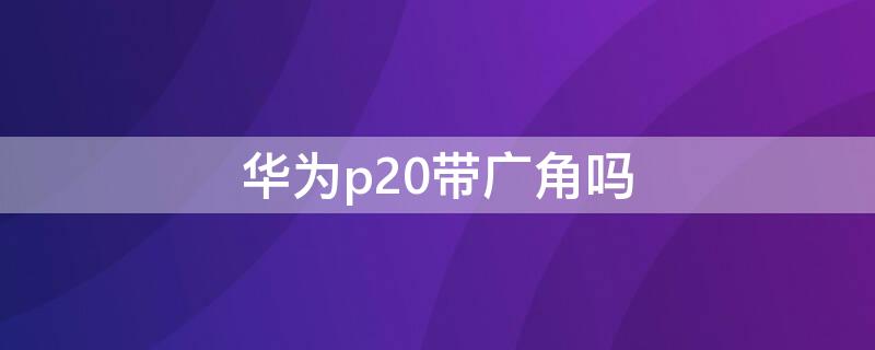 华为p20带广角吗 华为p20有广角吗