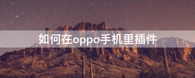 如何在oppo手机里插件（OPPO手机怎么设置插件）