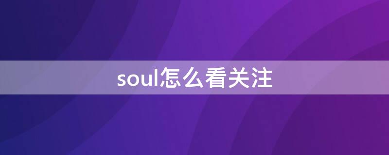 soul怎么看关注（soul怎么看关注的话题）