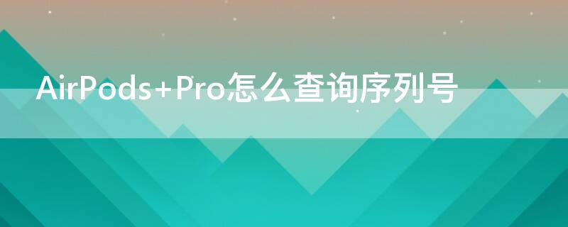 AirPods Pro怎么查询序列号