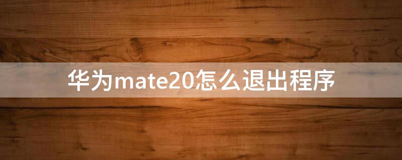 华为mate20怎么退出程序（华为mate20退出程序要清理吗）