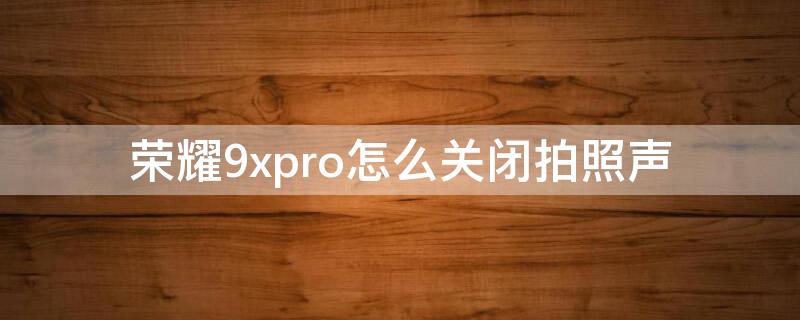 荣耀9xpro怎么关闭拍照声（荣耀9x怎么静音）