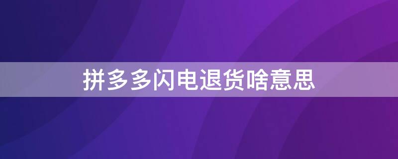 拼多多闪电退货啥意思 拼多多闪电退货啥意思啊